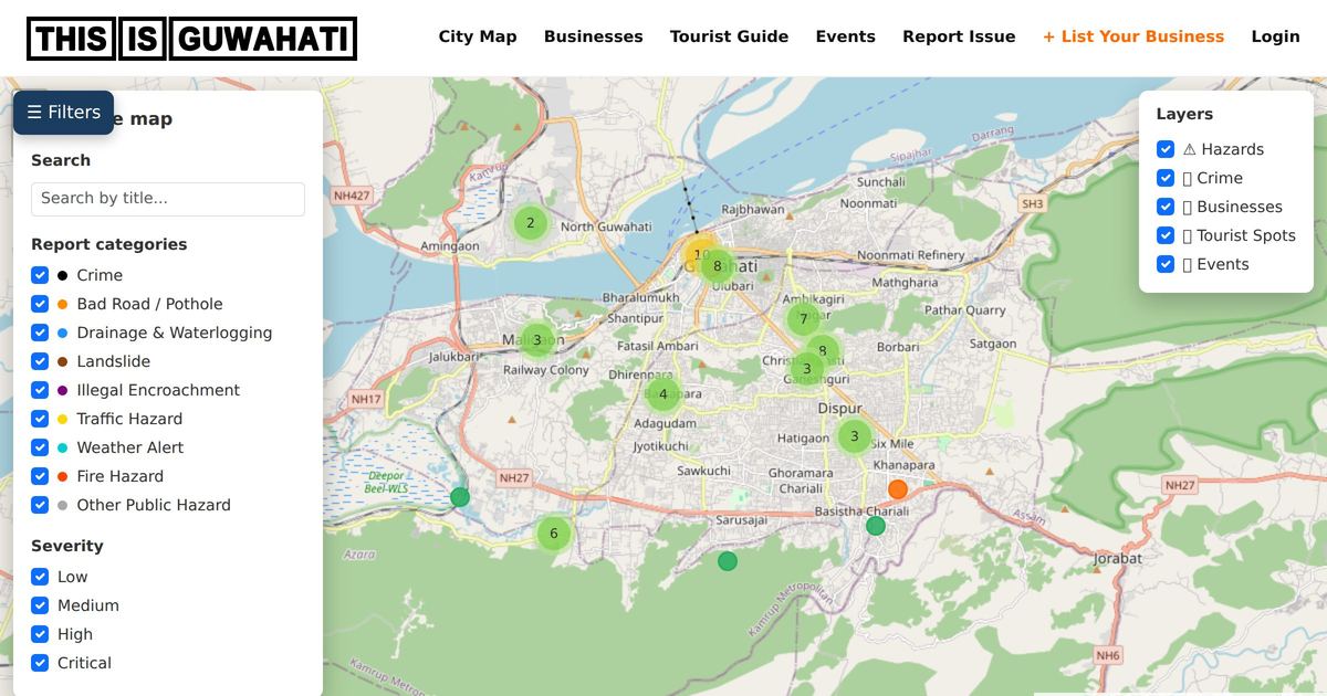 Preview of the Guwahati interactive city map