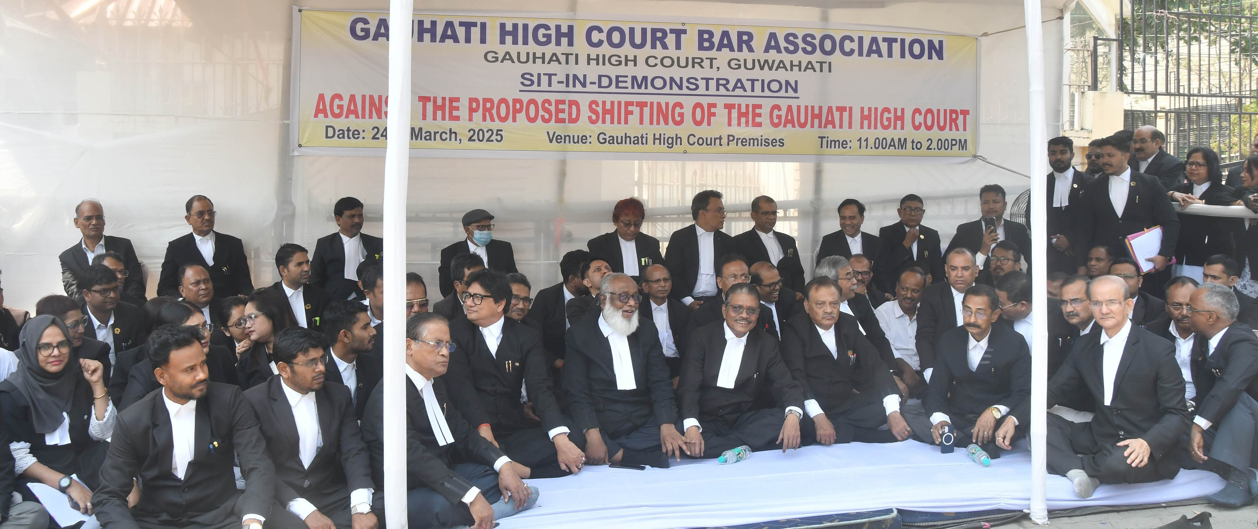 Gauhati High Court Bar Association sit- in- demonstration against the proposed shifting of the Gauhati High Court at Gauhati High Court premises on 24-03-25.Pix by UB Photos